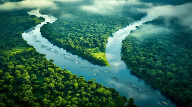 River confluence background